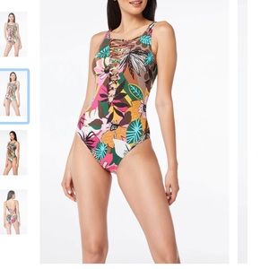 BleuRodBeattie Lace down front and back swimsuit.